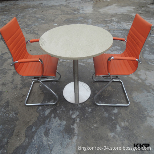 Kkr Beige Color Round Artificial Marble Top Dining Table